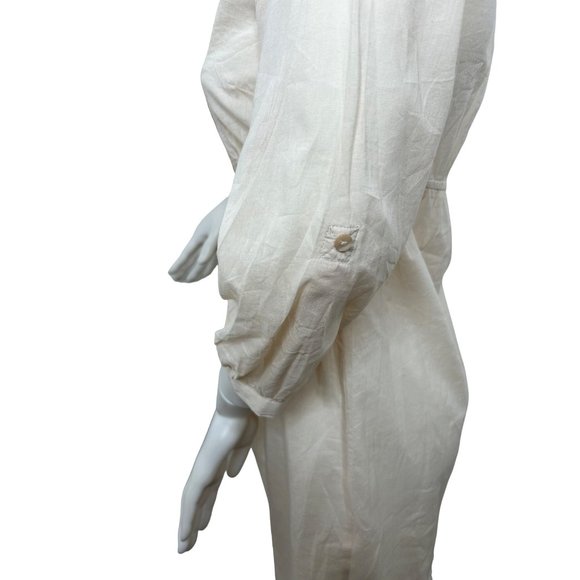 H&M Women’s Mini Dress 2 Peach Button Down 3/4 Sleeve Roll Tab Band Collar VNeck - Picture 14 of 14